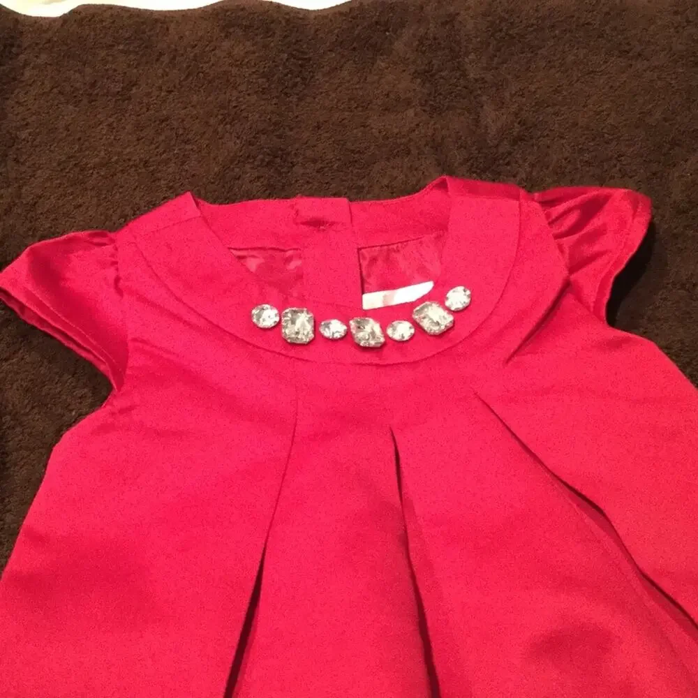 Gymboree 12-18 Christmas red jewel bubble dress